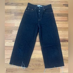 Dark wash cropped wide leg jeans